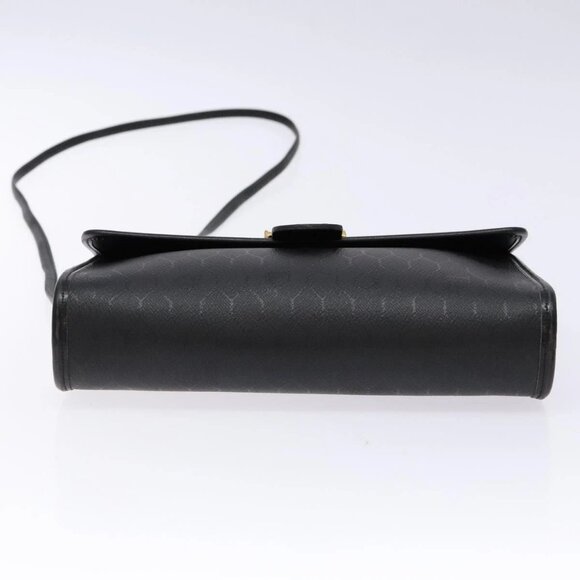 Christian Dior Honeycomb Canvas Shoulder Bag PVC Black Gold Auth 137748 - Picture 7 of 16